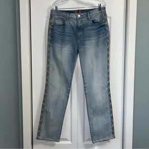 DRIFTWOOD embroidered Audrey High Rise Denim Jeans Anthropologie women’s size 31